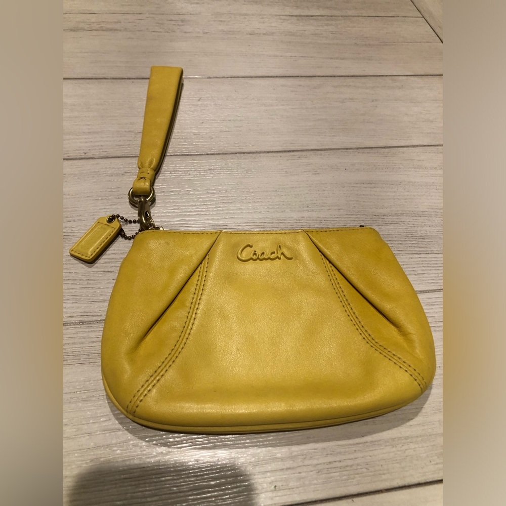 Coach Sunshine/Canary yellow wristlet with mini hangtag